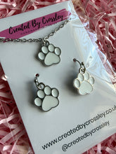 Load image into Gallery viewer, White Paw Print Jewellery Set
