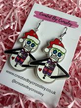 Load image into Gallery viewer, Festive Skeleton Snowman Charm Earrings
