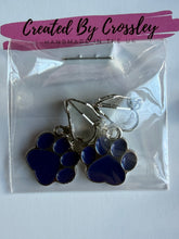 Load image into Gallery viewer, Blue Paw Print Clip On Earrings
