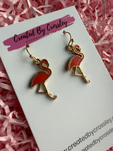 Load image into Gallery viewer, Pink Flamingo Charm Earrings
