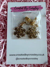 Load image into Gallery viewer, Snowflake Clip On Earrings
