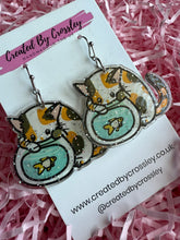 Load image into Gallery viewer, Fishbowl Cat Charm Earrings
