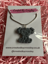 Load image into Gallery viewer, Koala Sparkly Granite Grey Clay Earrings and Necklace
