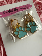 Load image into Gallery viewer, Blue Paw Print Clip On Earrings
