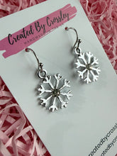 Load image into Gallery viewer, Gem Snowflake Charm Earrings
