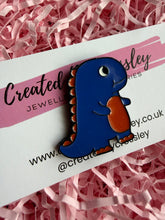 Load image into Gallery viewer, Blue Dinosaur Pin Badge
