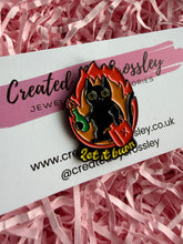 Load image into Gallery viewer, “Let it burn” Cat Pin Badge
