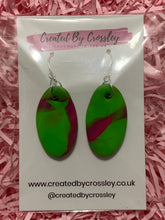 Load image into Gallery viewer, Green and Pink Oval Earrings
