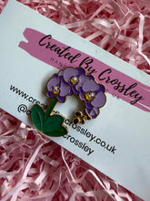 Load image into Gallery viewer, Purple Orchid Flower Pin Badge
