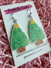 Load image into Gallery viewer, Christmas Tree Doodle Charm Earrings
