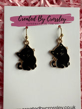 Load image into Gallery viewer, Black Cat Charm Earrings
