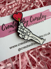 Load image into Gallery viewer, Skeleton Hand Pin Badge
