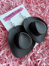 Load image into Gallery viewer, Large Black Cowboy Hat Charm Earrings
