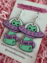 Load image into Gallery viewer, Space Cat Charm Earrings
