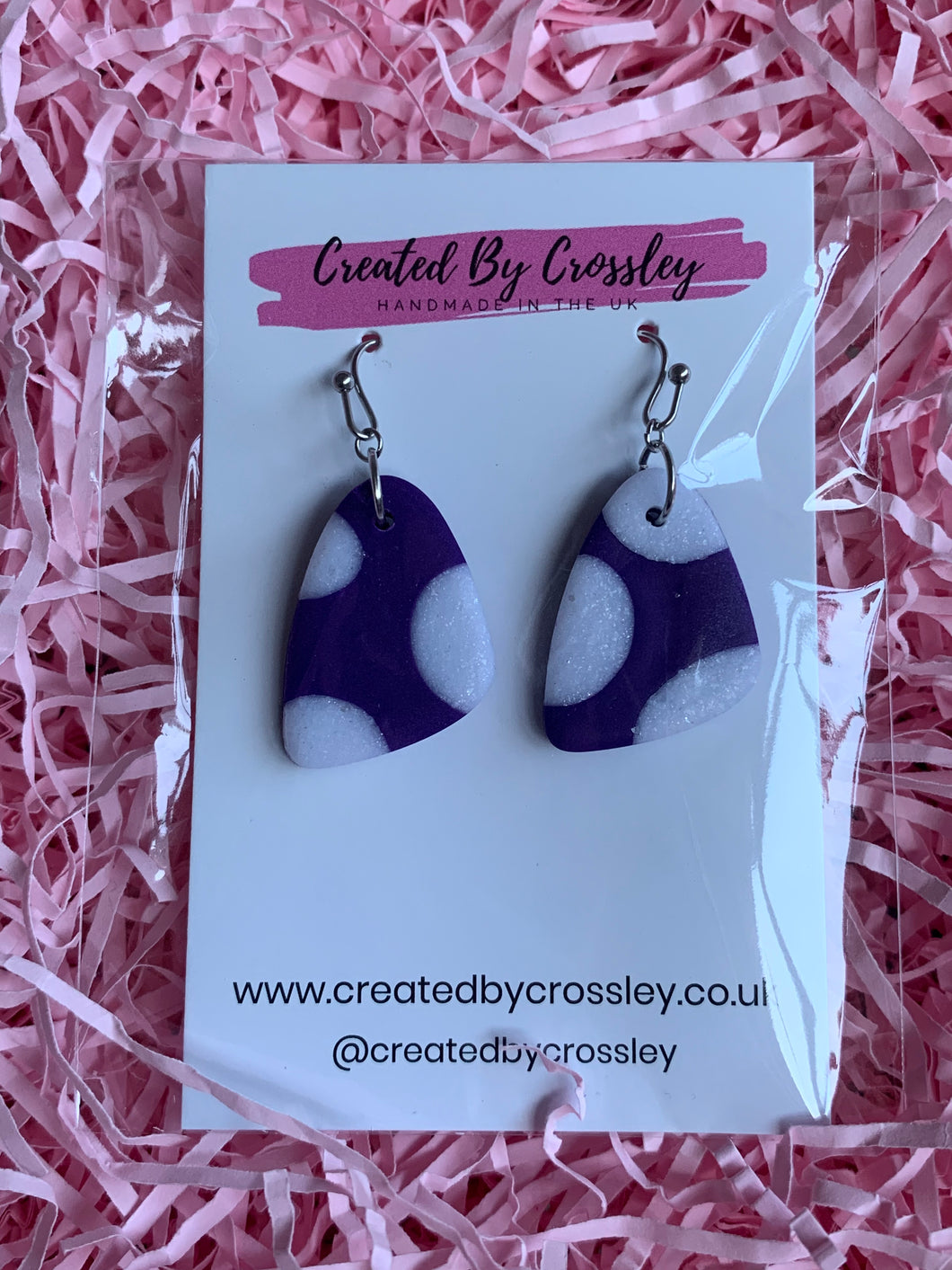 Purple Pattern Clay Earrings