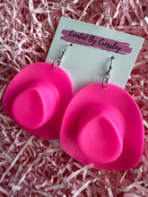 Load image into Gallery viewer, Large Pink Cowboy Hat Charm Earrings
