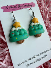 Load image into Gallery viewer, Chunky Happy Christmas Tree Charm Earrings
