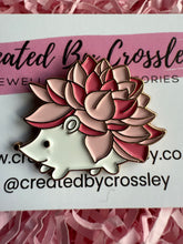 Load image into Gallery viewer, Pink Flower Hedgehog Pin Badge
