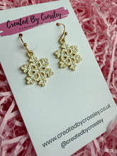 Load image into Gallery viewer, White Snowflake Charm Earrings
