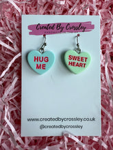Load image into Gallery viewer, Sweetheart Quote Heart Charm Earrings
