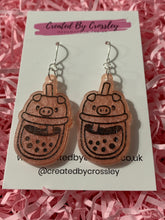 Load image into Gallery viewer, Pig Bubble Tea Resin Earrings
