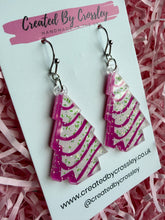 Load image into Gallery viewer, Pink Christmas Tree Charm Earrings
