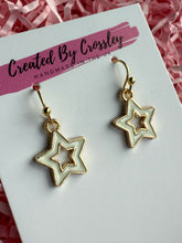 Load image into Gallery viewer, White Outline Star Charm Earrings
