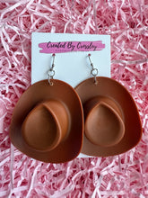 Load image into Gallery viewer, Large Brown Cowboy Hat Charm Earrings
