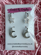 Load image into Gallery viewer, Star Gem Moon Earring Duo
