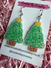 Load image into Gallery viewer, Christmas Tree Doodle Charm Earrings
