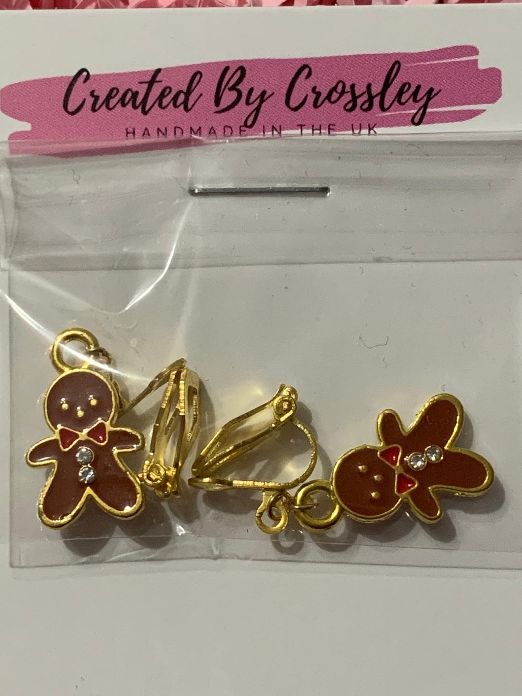 Gem Gingerbread Clip On Earrings