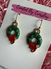 Load image into Gallery viewer, Christmas Wreath Charm Earrings
