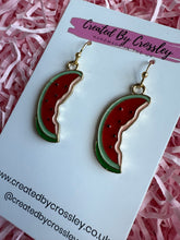 Load image into Gallery viewer, Watermelon Slice Charm Earrings
