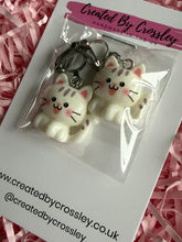 Load image into Gallery viewer, White Cat Clip On Earrings
