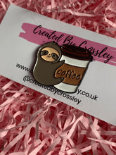 Load image into Gallery viewer, Coffee Sloth Pin Badge
