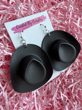 Load image into Gallery viewer, Large Black Cowboy Hat Charm Earrings
