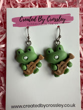 Load image into Gallery viewer, Guitar Frog Charm Earrings
