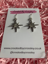 Load image into Gallery viewer, Silver Gem Star Charm Earrings
