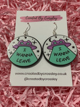 Load image into Gallery viewer, Alien Space Cat Charm Earrings
