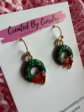 Load image into Gallery viewer, Christmas Wreath Charm Earrings
