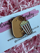 Load image into Gallery viewer, Popcorn Capybara Pin Badge
