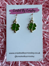 Load image into Gallery viewer, Four Leaf Clover Charm Earrings
