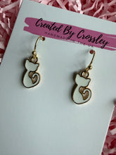 Load image into Gallery viewer, White Cat Charm Earrings
