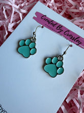 Load image into Gallery viewer, Light Blue Paw Print Charm Earrings
