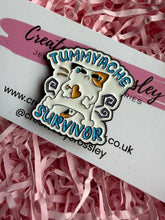 Load image into Gallery viewer, “Tummyache Survivor” Cat Pin Badge
