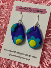 Load image into Gallery viewer, Blue Flower Clay Earrings
