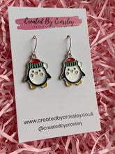 Load image into Gallery viewer, Christmas Penguin Charm Earrings
