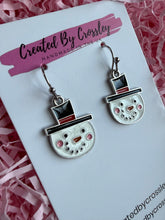 Load image into Gallery viewer, Smiling Snowman Charm Earrings
