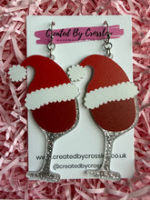 Load image into Gallery viewer, Large Festive Wine Glass Charm Earrings

