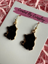 Load image into Gallery viewer, Black Cat Charm Earrings
